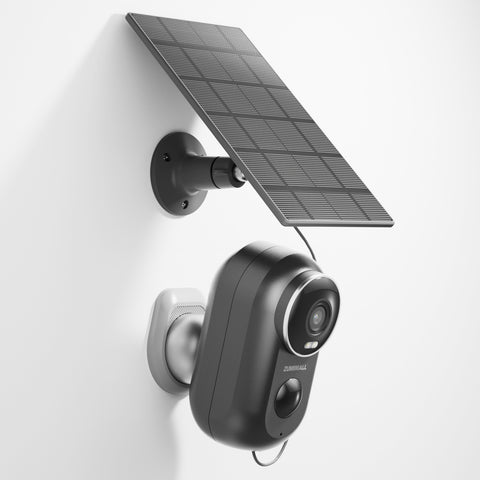 ZUMIMALL 2K FHD Night Vision Security Camera with Solar Panel(Black)-F5BK(Type C)