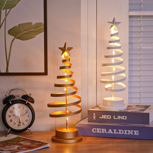 🎄🎉Limited Edition for Christmas: Iron Christmas Tree Star Night Light - Battery-Powered Desktop Decor (Battery Not Included)