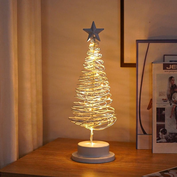 🎄🎉Limited Edition for Christmas: Iron Christmas Tree Star Night Light - Battery-Powered Desktop Decor (Battery Not Included)