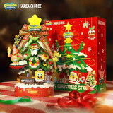 Heartwarming Gift - SpongeBob SquarePants Christmas Tree Building Blocks Music Box | Festive Assembly Toy & Holiday Decoration 🎄🎁🎵