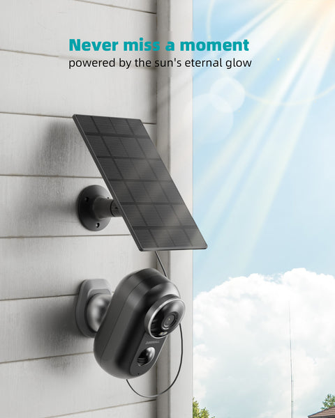ZUMIMALL 2K FHD Night Vision Security Camera with Solar Panel(Black)-F5BK(Type C)