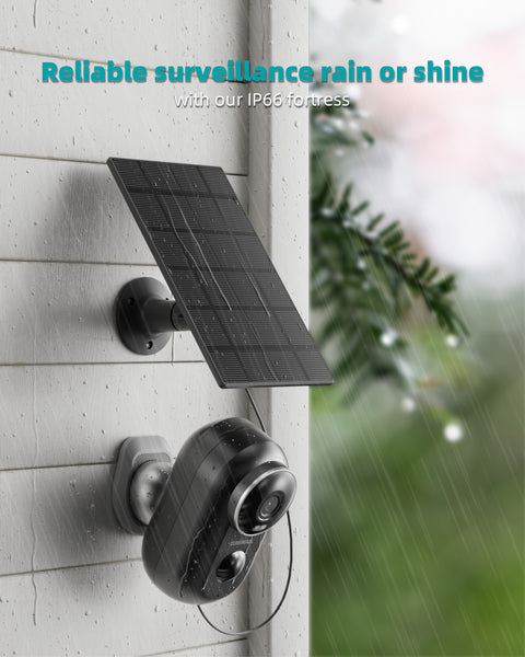 ZUMIMALL 2K FHD Night Vision Security Camera with Solar Panel(Black)-F5BK(Type C)