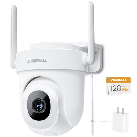 ⚡ZUMIMALL 5MP Outdoor 2.4G/5G 360° PTZ Auto Tracking Wired WiFi Security Camera Plug-in Power- BK05