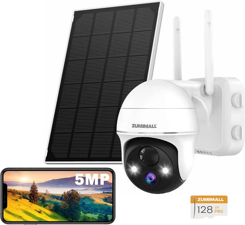 ZUMIMALL 2K 360° PTZ Solar Powered Security Cameras Wireless Outdoor(GX2K)