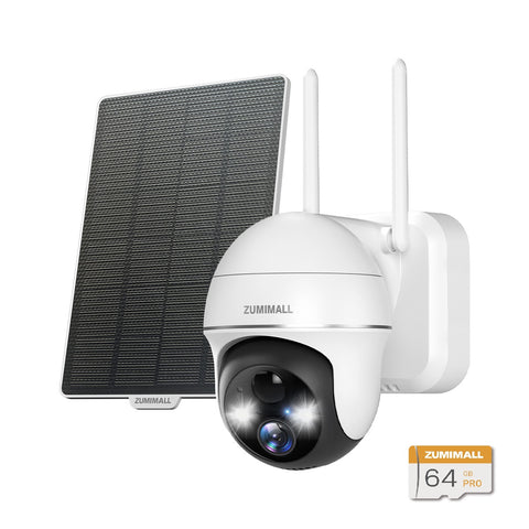ZUMIMALL 2K 360° PTZ Solar Powered Security Cameras Wireless Outdoor(GX2K)