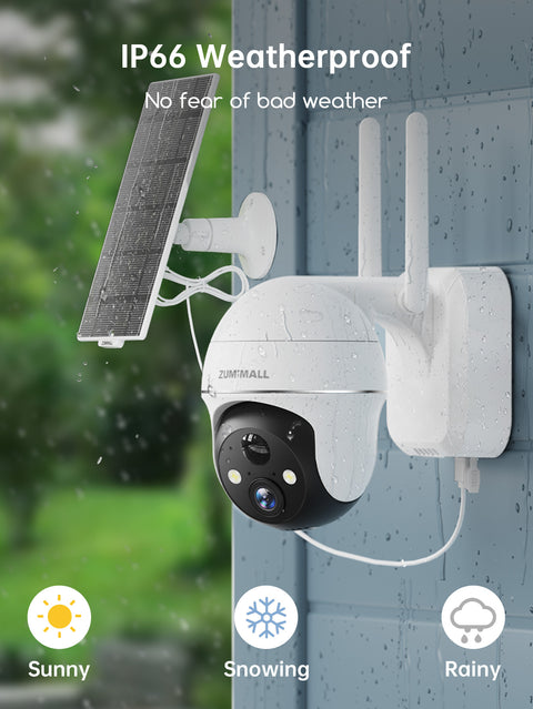 ZUMIMALL 2K 360° PTZ Battery Powered Wireless WiFi Security Cameras (GX2S)