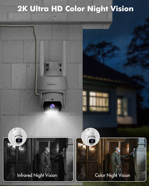 2K Outdoor 360° PTZ Wired WIFI Security Camera-Bk04 【DE】