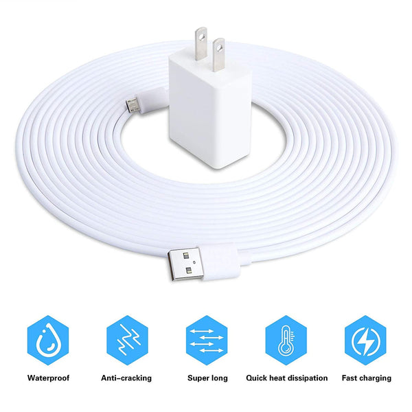 Mubilife/ZUMIMALL/Dzees 20 Feet Power Extension Universal Cable with Power Supply Adapter (No Camera)