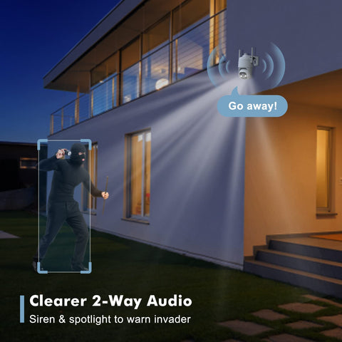 MUBILIFE Solar Security Camera, 360° PTZ Outdoor Camera Wireless(MD3K)