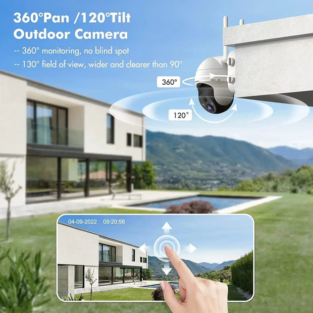 2K ZUMIMALL 360° PTZ Outdoor Camera Wireless, Solar Security Cameras for Home,Security Cameras Wireless Outdoor (GX2K)