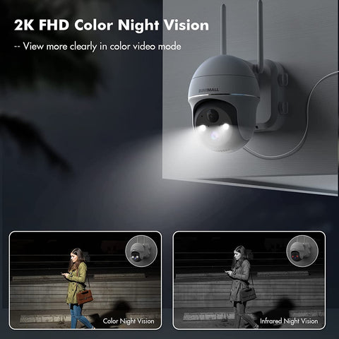 ZUMIMALL 2K 360° PTZ Battery Powered Wireless WiFi Security Cameras (GX2S)