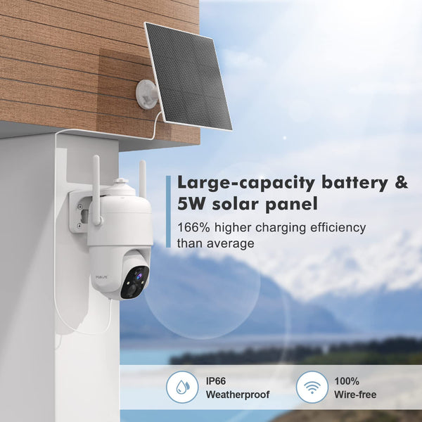 MUBILIFE Solar Security Camera, 360° PTZ Outdoor Camera Wireless(MD3K)