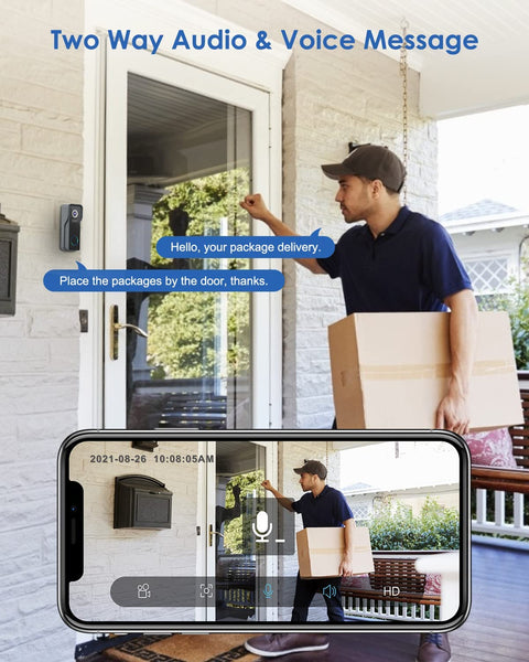 ZUMIMALL 2K FHD Wireless WiFi Video Doorbell Camera with Chime (J7)