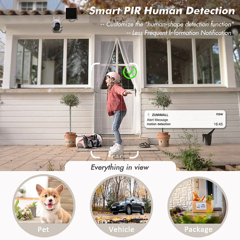 ZUMIMALL 2K 360° PTZ Battery Powered Wireless WiFi Security Cameras (GX2S)