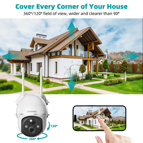 ZUMIMALL New 5MP 360°PTZ Wireless Security Camera with solar panel-GX2K(5MP)