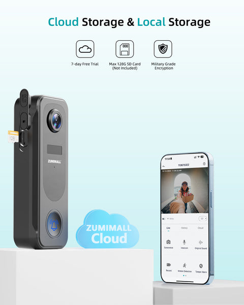 2K Wireless Video Doorbell with Chime-P8