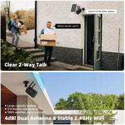 MUBILIFE 2K Battery Powered Cameras for Home Security with solar panel-G7Bk