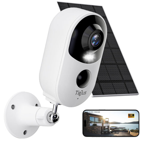 Tiejus 2K Wireless Outdoor Security Cameras with solar panel-Q6K(Type C)